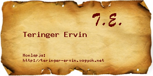 Teringer Ervin névjegykártya